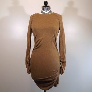 MODA International tan twisted seam sweater dress